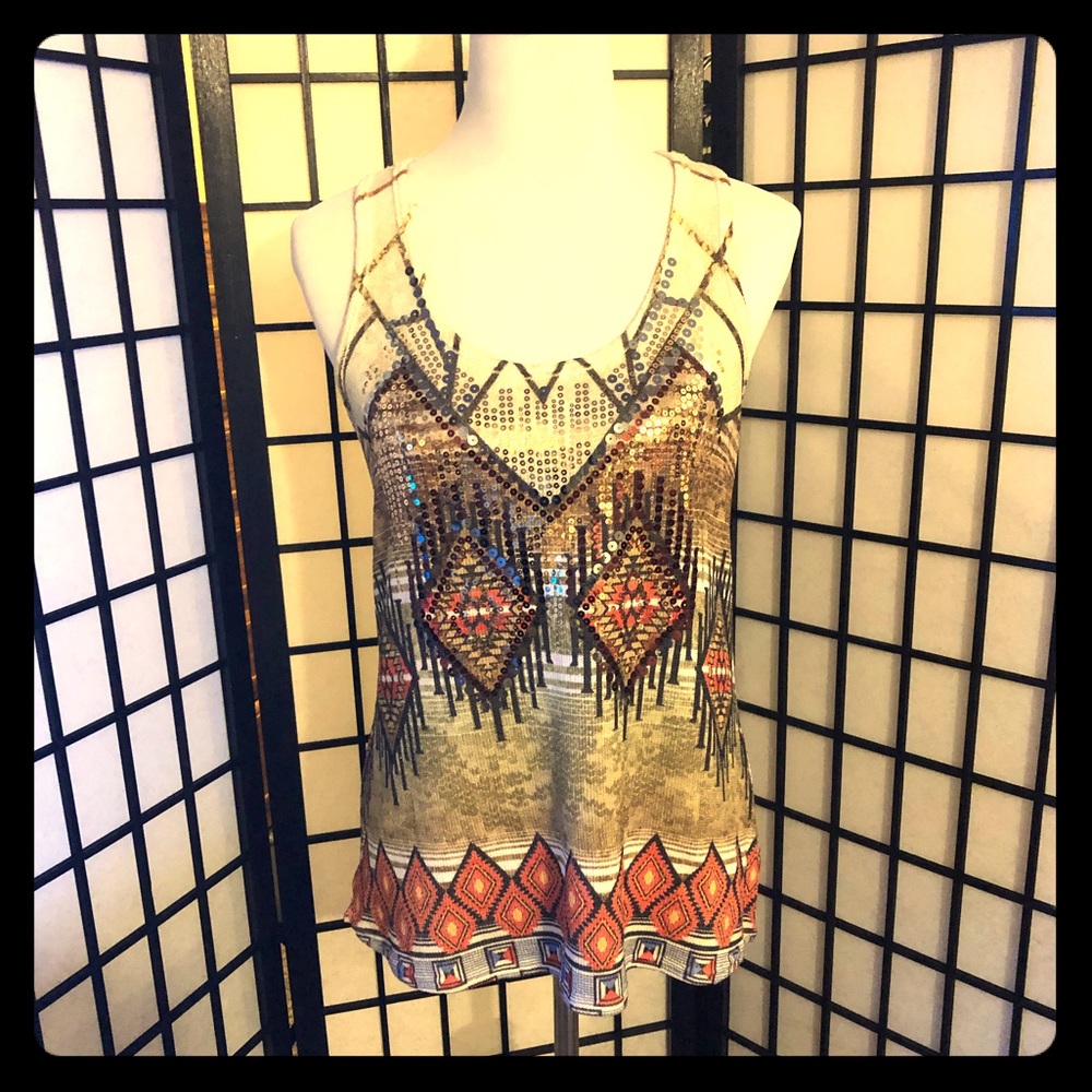 Pretty unique design sequin top with racer back
